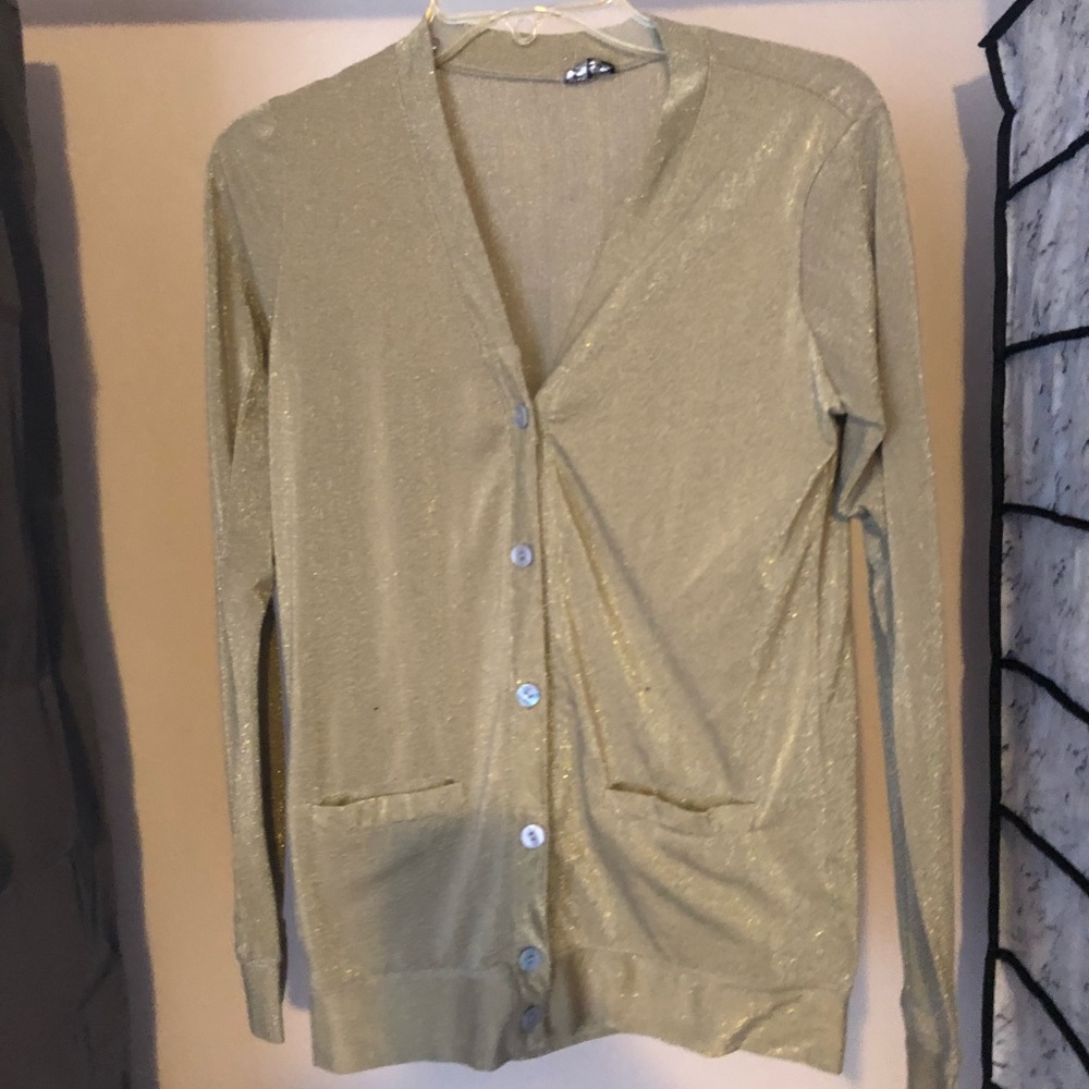 Long Gold Glitter Cardigan